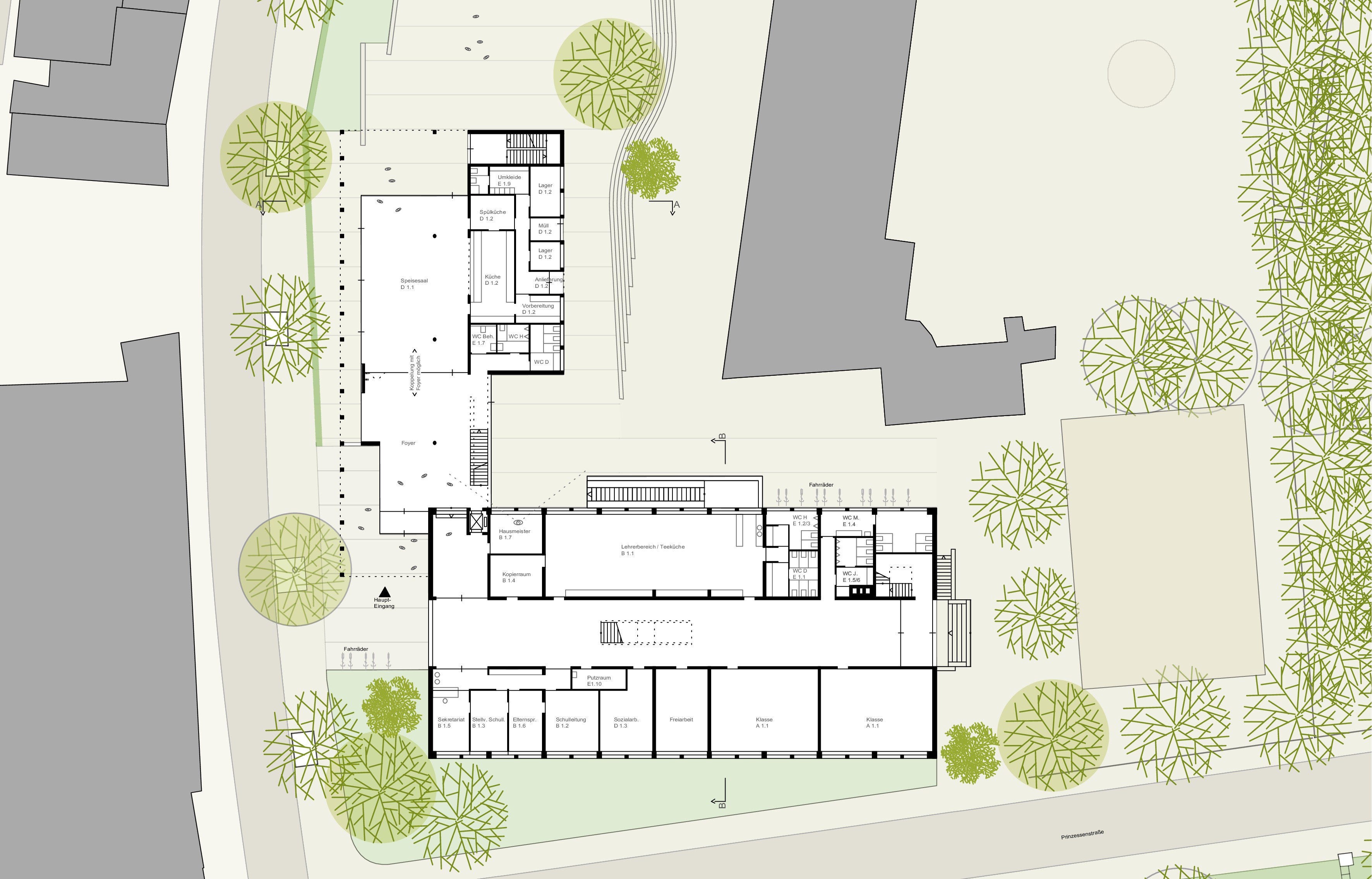 Erweiterung mit Ganztageseinrichtung Schloss-Schule Durlach